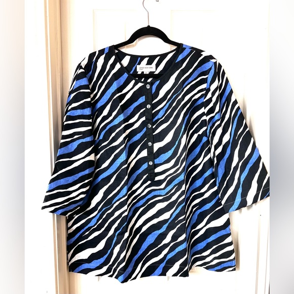 JONES NEW YORK XL 100% Linen 3/4 Sleeve Animal Print No Iron Tunic Top - Picture 1 of 5